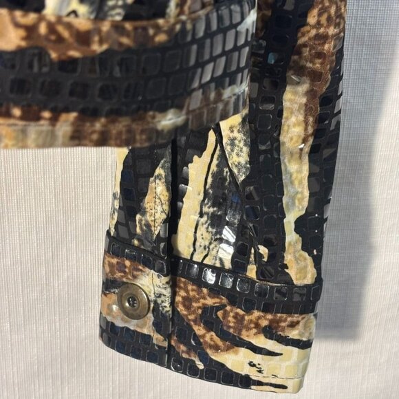 Animal Print Sequin Button-Up Jacket By Notations Womens Size L - Picture 5 of 7